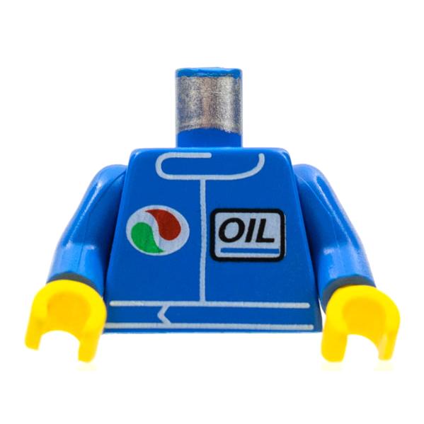 Torso Octan Logo and Italic Font 'OIL' Pattern / Blue Arms / Yellow Hands - Part - 973pb4275c01 - Blue - used - Qty:1