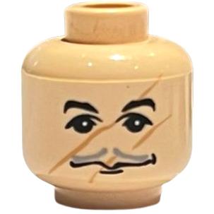 Minifigure Head Moustache Thin Gray Black Eyebrows Scratches/Scars across Face Pattern (HP Professor Lupin) - Part - 3626pb0209 - Light Nougat - used - Qty:1