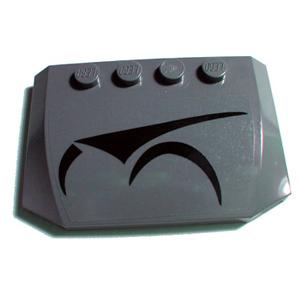 Wedge 4 x 6 x 2/3 Triple Curved with Magna Guard Symbols Left Pattern (Sticker) - Set 7673 - Part - 52031pb006 - Dark Bluish Gray - used - Qty:2