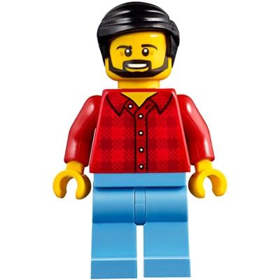 Camper - Male Red Plaid Flannel Shirt Medium Blue Legs Black Smooth Hair - Minifigure