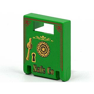 Container Box 2 x 2 x 2 Door with Slot with Black and Gold Dial Handle Key Hole and 'Safe Co' Pattern - Part - 4346px5 - Green - used - Qty:1