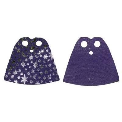 Minifigure Cape Cloth Standard - Starched Fabric - 4.0cm Height with Iridescent Stars and Moons Pattern - Part - 522pb007 - Dark Purple - used - Qty:1