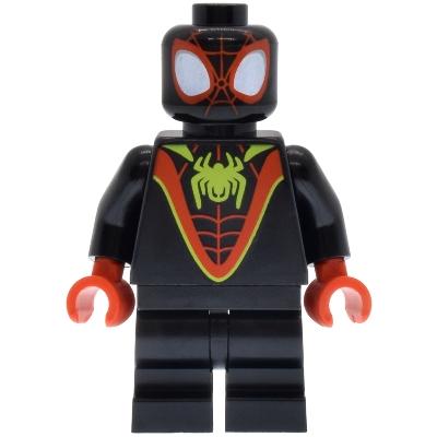 Spider-Man (Miles 'Spin' Morales) - Black Medium Legs Lime Spider Logo - Minifigure - New