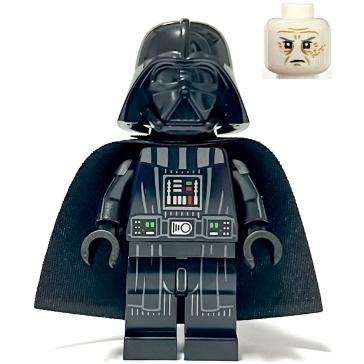 Darth Vader - Printed Arms Traditional Starched Fabric Cape White Head with Frown - Minifigure - New
