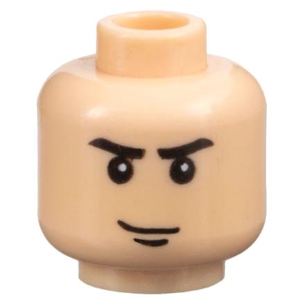 Minifigure Head Black Eyebrows and Chin Dimple Smirk Pattern - Part - 3626pb0035 - Light Nougat - used - Qty:1