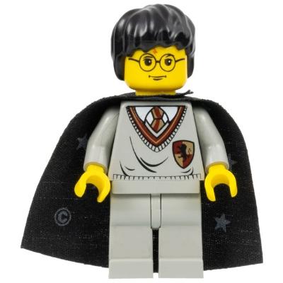 Harry Potter - Gryffindor Shield Torso Light Gray Legs Black Cape with Stars - Minifigure