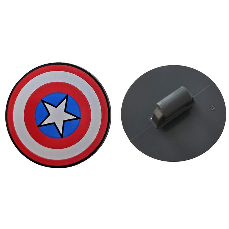 Minifigure Shield Circular / Round Convex Face with Red and White Concentric Rings Star in Blue Circle Pattern (Captain America) - Part - 75902pb13 - Dark Bluish Gray - used - Qty:1