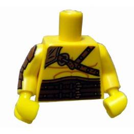 Torso Gladiator Armor with Leather Straps Pattern / Yellow Arm Left / Yellow Arm Right with Gold Armor Pattern / Yellow Hands - Part - 973pb0936c01 - Yellow - used - Qty:1