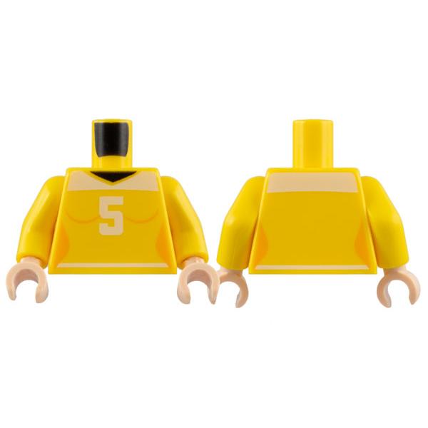 Torso Female Shirt with Number 5 Pattern / Yellow Arms / Light Nougat Hands - Part - 973pb1522c01 - Yellow - used - Qty:1