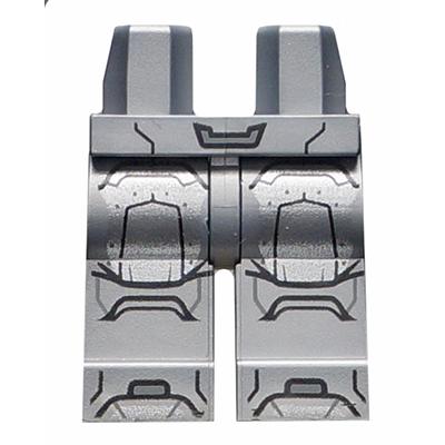 Hips and Legs with Iron Man Silver Armor Plates Pattern - Part - 970c00pb1123 - Flat Silver - used - Qty:1