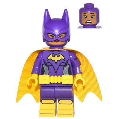 Batgirl - Minifigure Dark Purple Suit Yellow Cape Smirk / Surprised - Minifigure - Used