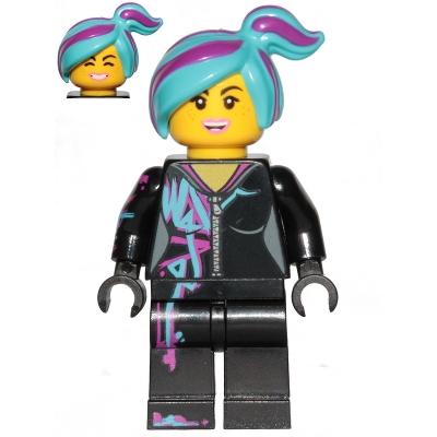Lucy Wyldstyle with Magenta Lined Hoodie Medium Azure and Magenta Hair Smile / Cheerful - Minifigure - Used