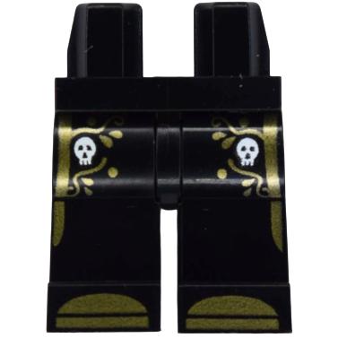 Hips and Legs with White Skulls Gold Elaborate Trim and Boots Pattern (BAM) - Part - 970c00pb1842 - Black - used - Qty:1