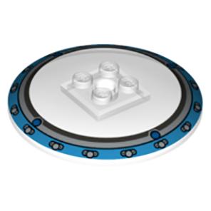 Dish 6 x 6 Inverted (Radar) - Solid Studs with Medium Azure and Silver Border Pattern (Jurassic World Gyrosphere Side) - Part - 44375bpb03 - Trans-Clear - used - Qty:1