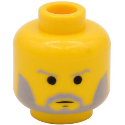 Minifigure Head Beard with SW Gray Beard and Thin Gray Eyebrows Pattern - Part - 3626ps4 - Yellow - used - Qty:1
