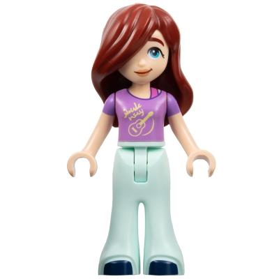 Friends Paisley - Medium Lavender Shirt with Guitar Light Aqua Trousers Bell-Bottoms Dark Blue Shoes - Minifigure