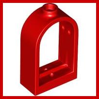 Window 1 x 2 x 2 2/3 with Rounded Top - Part - 30044 - Red - used - Qty:2
