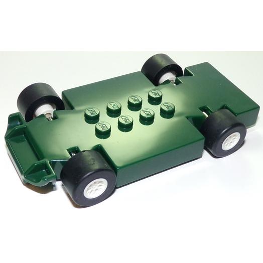Vehicle Base Fast Food Racer 6 x 10 with White Wheels and Black Tires - Part - 85764c01 - Dark Green - used - Qty:1