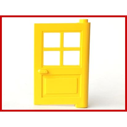 Door 1 x 4 x 5 with 4 Panes - Part - 3861 - Yellow - used - Qty:5
