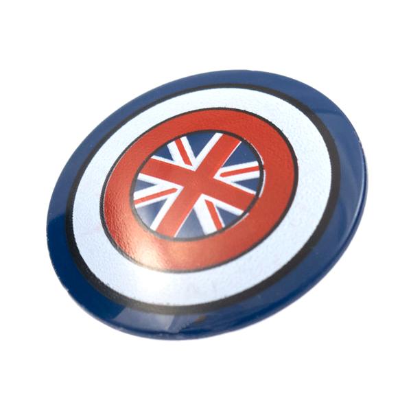 Minifigure Shield Circular / Round Convex Face with Red and White Rings and British Union Jack Flag Pattern - Part - 75902pb22 - Dark Blue - used - Qty:1