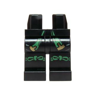 Hips and Legs with Green and Gold Sash and Green Knotted Knee Straps Pattern - Part - 970c00pb0429 - Black - used - Qty:1