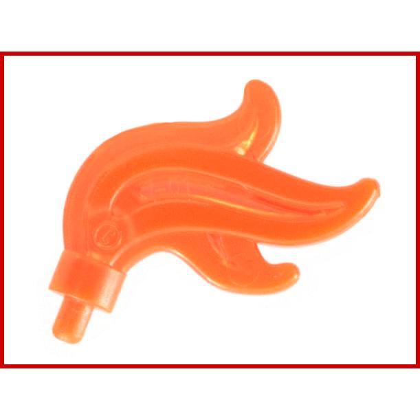 Minifigure Plume Feather Triple Compact / Flame / Water with Small Pin - Part - 64647 - Trans-Neon Orange - used - Qty:18