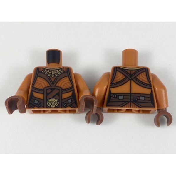 Torso Female Gold Necklace and Lion Head Belt Buckle Reddish Brown Belt and Trim Pattern / Dark Orange Arms / Reddish Brown Hands - Part - 973pb3108c01 - Dark Orange - used - Qty:1