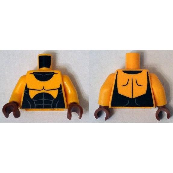 Torso Muscles Outline with Black Suit Pattern / Bright Light Orange Arms / Reddish Brown Hands - Part - 973pb1863c01 - Bright Light Orange - used - Qty:1
