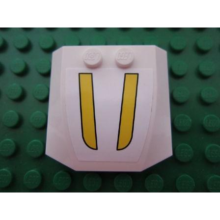 Wedge 4 x 4 x 2/3 Triple Curved with Two Yellow Stripes Pattern (Sticker) - Set 3178 - Part - 45677pb045 - Pick a color - used - Qty:2