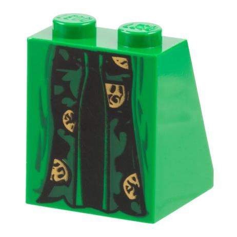 Slope 65 2 x 2 x 2 without Bottom Tube with Minifigure Dress / Skirt / Robe HP McGonagall Pattern - Part - 3678apb04 - Green - used - Qty:1