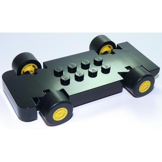 Vehicle Base Fast Food Racer 4 x 10 with Yellow Wheels and Black Tires - Part - 85768c02 - Black - used - Qty:1