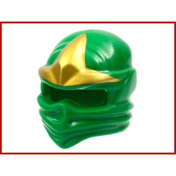 Minifigure Headgear Ninjago Wrap Type 1 with Gold 3 Point Emblem Pattern - Part - 98133pb01 - Green - used - Qty:1