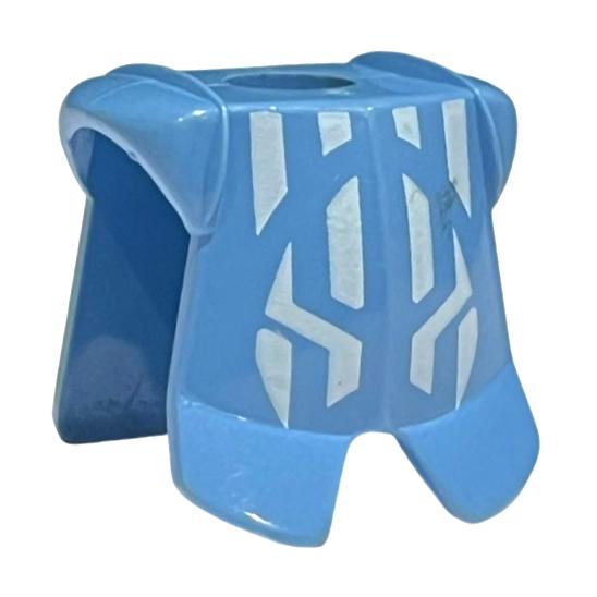 Minifigure Armor Breastplate with Leg Protection with White Jayko Geometric Pattern - Part - 2587pb02 - Medium Blue - used - Qty:1