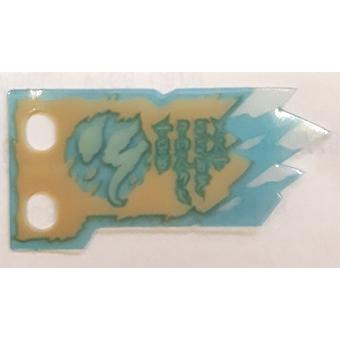 Plastic Part for Sets 70673 70674 70675 70676 70677 70678 and 70684 - Tan Tattered Flag with Trans-Light Blue Border White Ice Light Aqua Ninjago Logogram Letter S and 'THE FORBIDDEN ART' Pattern - Part - multipls16b - - used - Qty:1