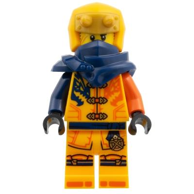 Arin - Shirt with Dark Blue and Reddish Orange Dragons Hood with Horns - Minifigure - Used