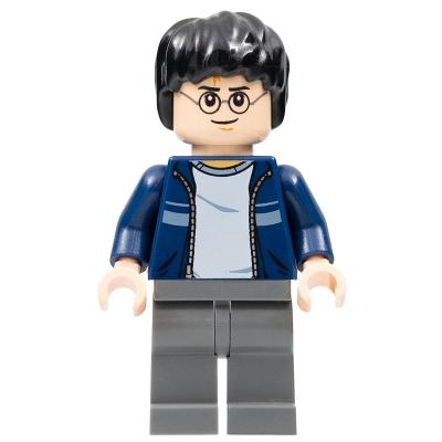 Harry Potter - Dark Blue Open Jacket with Stripe Dark Bluish Gray Legs - Minifigure - Used