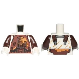 Torso SW Dark Brown Armor Plates with Medium Nougat Rust Stains Pattern (Dengar) / Dark Brown Arms / White Hands - Part - 973pb2418c01 - White - used - Qty:1
