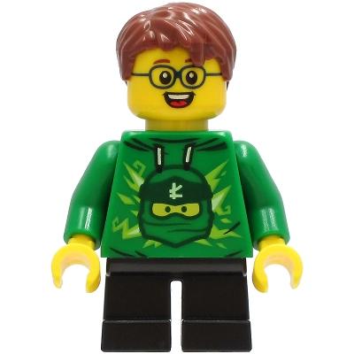 Boy - Green Ninjago Hoodie Black Short Legs Reddish Brown Hair - Minifigure
