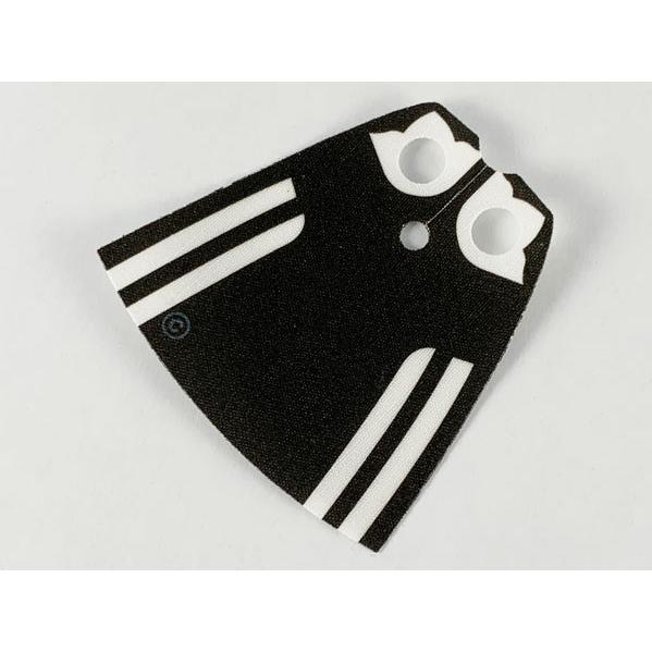 Minifigure Cape Cloth Standard - Starched Fabric - 4.0cm Height with Black Back and Stripes Pattern - Part - 522px2 - White - used - Qty:1