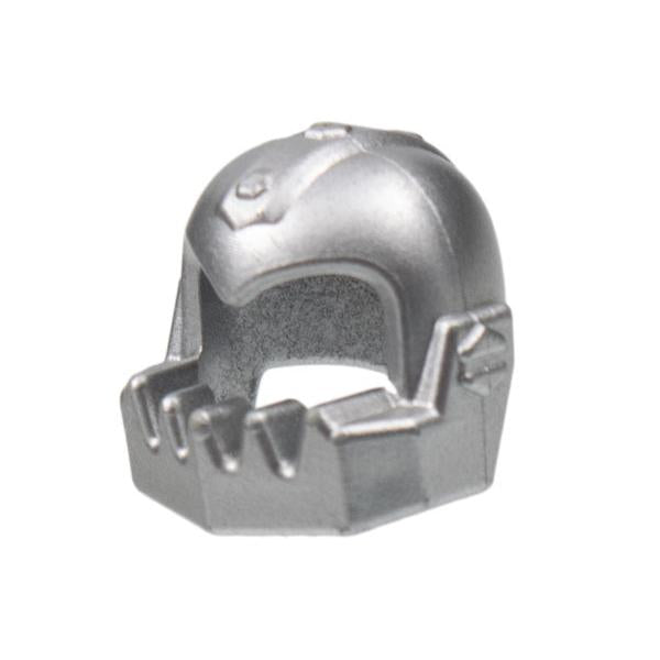 Minifigure Headgear Helmet Chin Guard Oversized Jagged - Part - 62697 - Metallic Silver - used - Qty:1