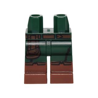Hips and Legs with Reddish Brown Belt Pouch and Boots Pattern - Part - 970c00pb0540 - Dark Green - used - Qty:1