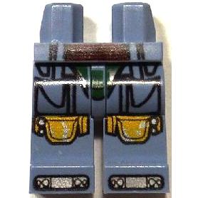 Hips and Legs with SW Boba Fett Armor Small Dark Red Belt Pattern - Part - 970c00pb0360 - Sand Blue - used - Qty:1