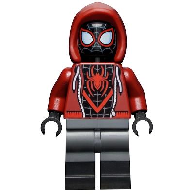 Spider-Man (Miles Morales) - Dark Red Hood Black Lower Legs - Minifigure - Used