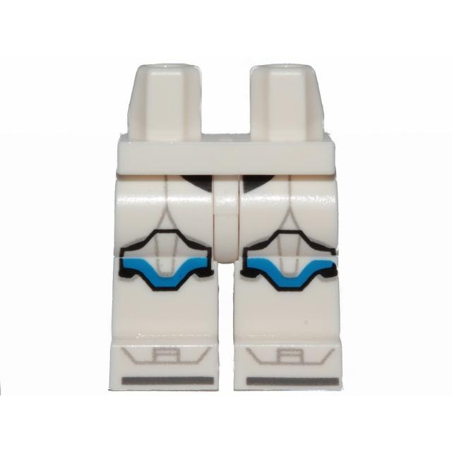 Hips and Legs with SW Clone Trooper Armor and Black Light Bluish Gray and Blue Markings and Knee Pads Pattern - Part - 970c00pb1115 - White - used - Qty:1