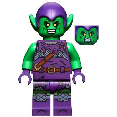 Green Goblin - Bright Green Skin Dark Purple Outfit Small Yellow Eyes Printed Legs - Minifigure - Used