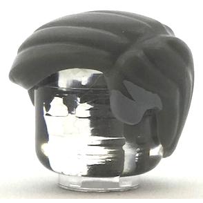 Minifigure Hair Short Combed Sideways Part Left Thick with Light Bluish Gray Temples Pattern - Part - 27323pb01 - Dark Bluish Gray - used - Qty:1