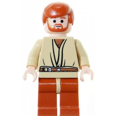 Obi-Wan Kenobi - Light Nougat Dark Orange Hair and Legs Gold Headset - Minifigure - Used