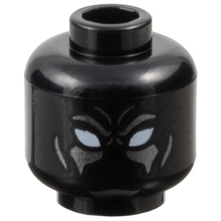 Minifigure Head Mask with White Eye Holes Dark Silver Eyebrows and Cheek Lines Furrowed Brow Pattern - Part - 3626pb2575 - Black - used - Qty:1