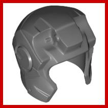Minifigure Headgear Helmet Space with Open Face and Top Hinge with Angular Cheeks(Iron Man) - Part - 10907 - Dark Bluish Gray - used - Qty:1