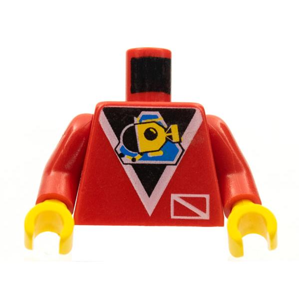 Torso Divers Submarine Logo Pattern / Red Arms / Yellow Hands - Part - 973px52c02 - Red - used - Qty:1